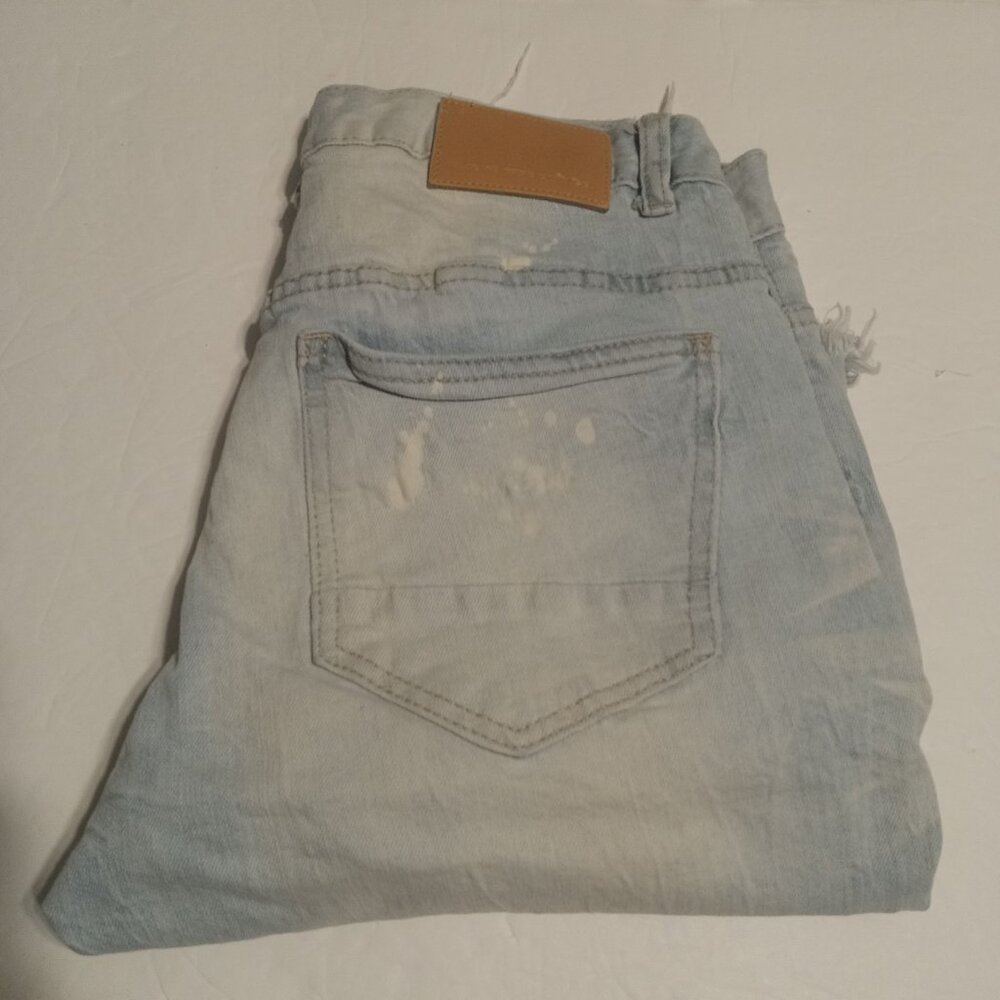 Smoke Rise Men's Acid Wash Destructed Denim Shorts Size 31